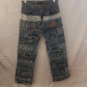 Men's Blue Patchwork Relaxed never worn, heavy winter weight jeans.